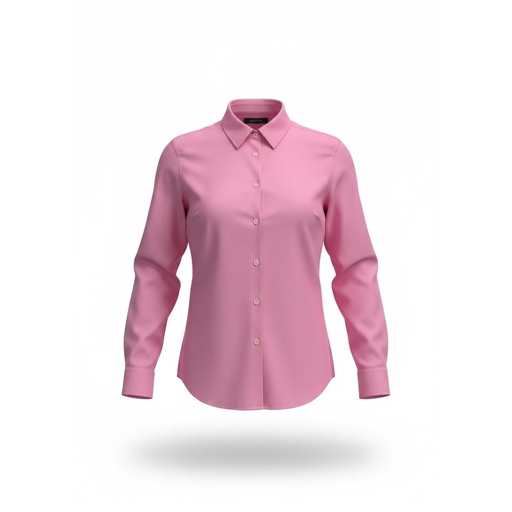 Lands End Button Down Shirt Womens 12 Pink Excellent No Iron Broadcloth Pocket